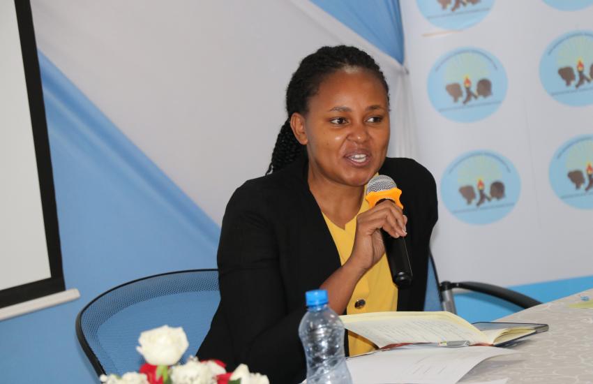 Techminds CEO Sarah Kabira addresses participants during International Women's Day celebrations by the WEE Hub in collaboration with Google
