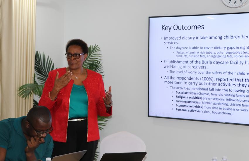 Prof Wambui Makau makes presentation during workshop