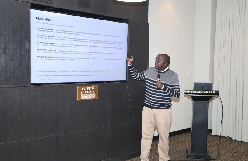 Mr. Leo Kemoi presenting the economic analysis