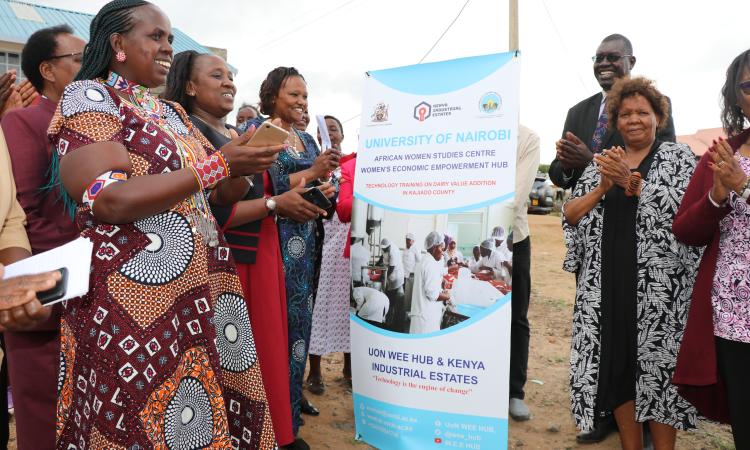 WEE Hub leader Prof Wanjiku Kabira, Kajiado County Women's representative Leah Sankaire and others at the event