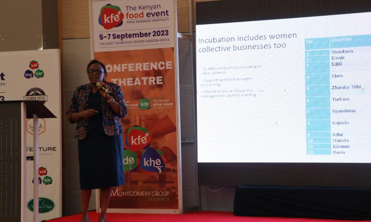 Dr. Mary Mbithi makes presentation at the Kenya Food Event