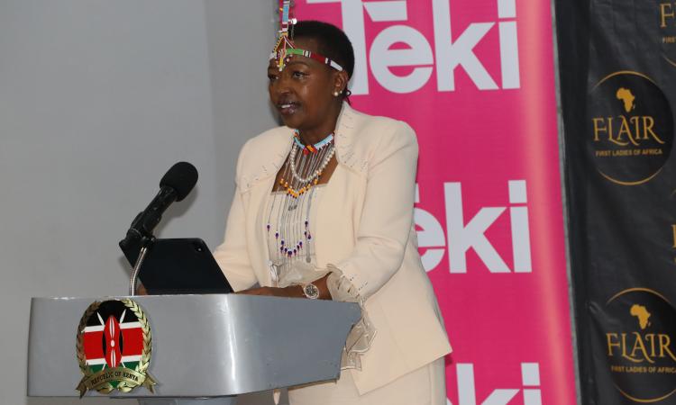 The First Lady Rachael Ruto addresses participants at event