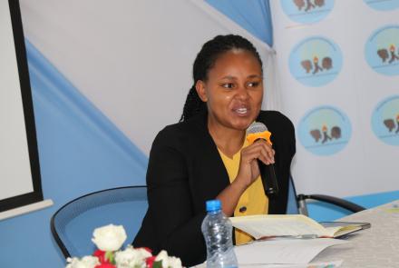 Techminds CEO Sarah Kabira addresses participants during International Women's Day celebrations by the WEE Hub in collaboration with Google