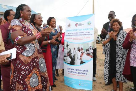WEE Hub leader Prof Wanjiku Kabira, Kajiado County Women's representative Leah Sankaire and others at the event