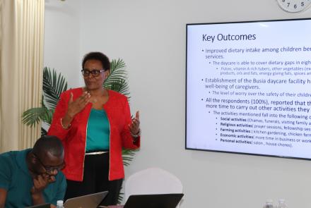 Prof Wambui Makau makes presentation during workshop